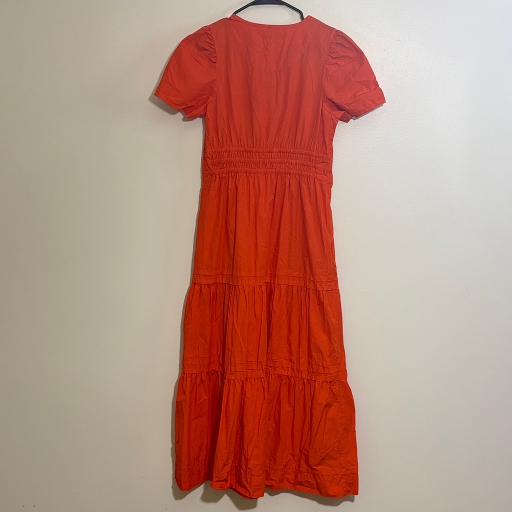 Quince 100% Organic Cotton Poplin Tiered Maxi Dress Orange Size S - Picture 12 of 13